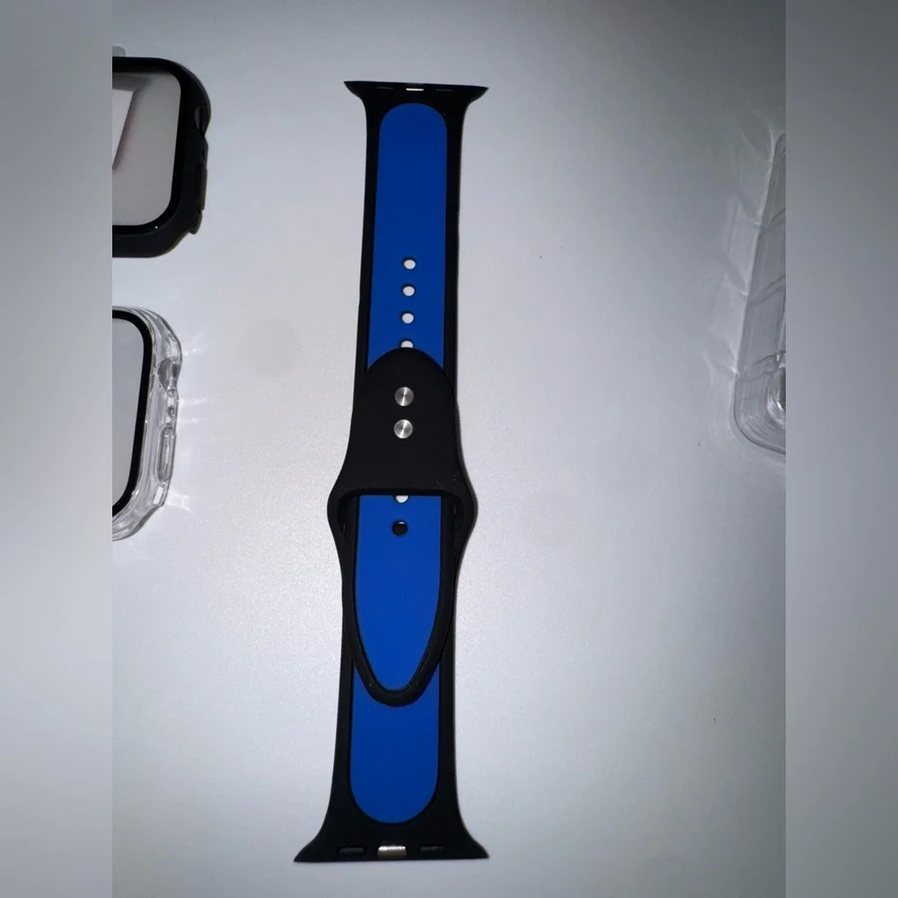 Black and Blue Smartwatch Band with Screen Protectors set 45mm